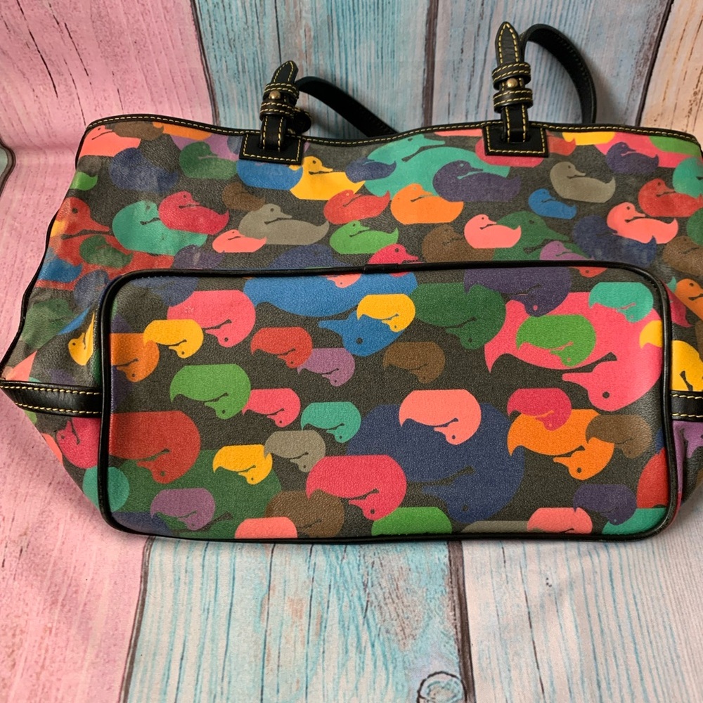 DOONEY & BOURKE Vintage Y2K “Wonder Duck” Multicolor Duck Print Rainbow Tote - Picture 9 of 14